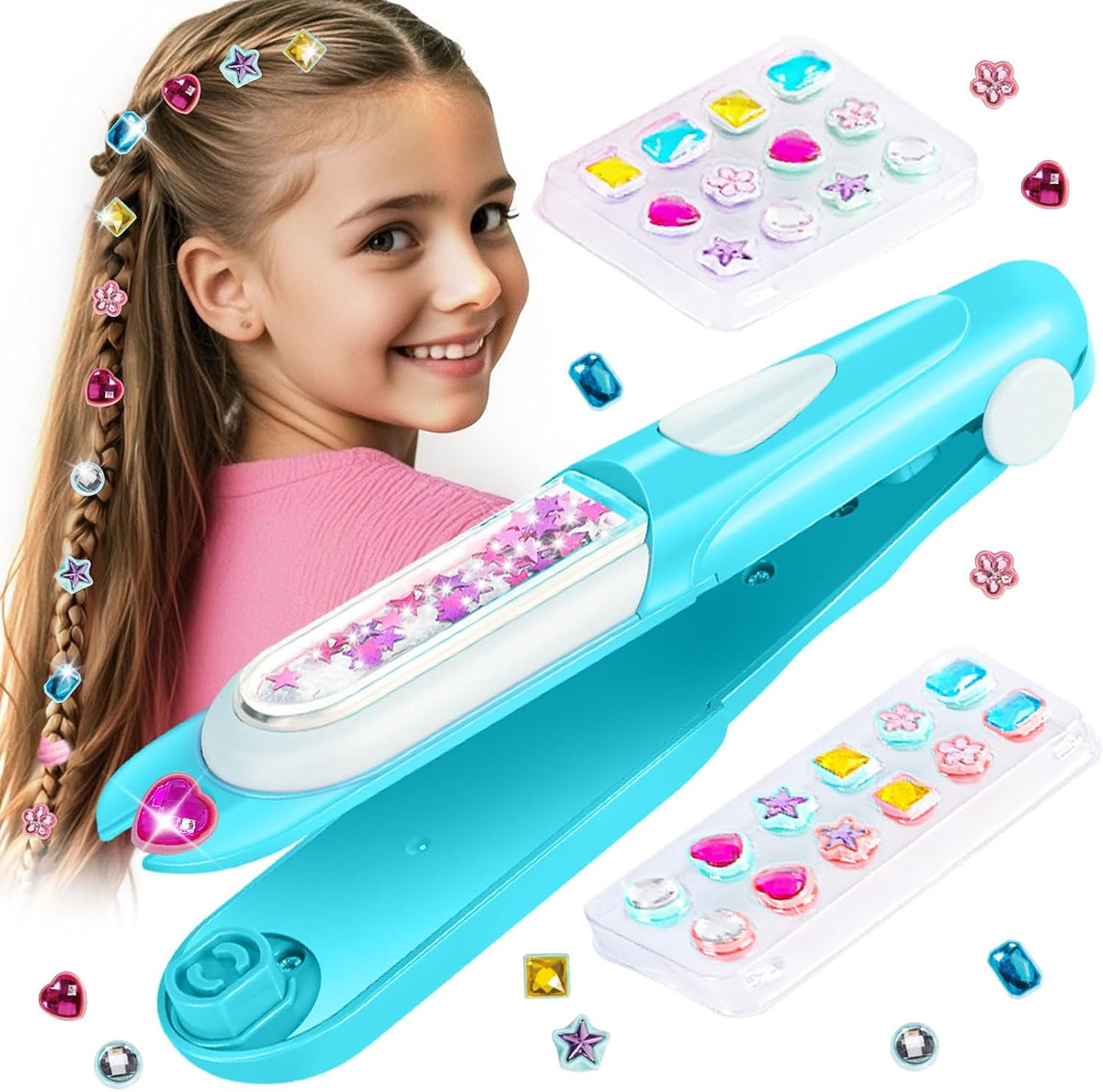 kidzkube Kit de sellos de gemas para el cabello, joyas brillantes p...