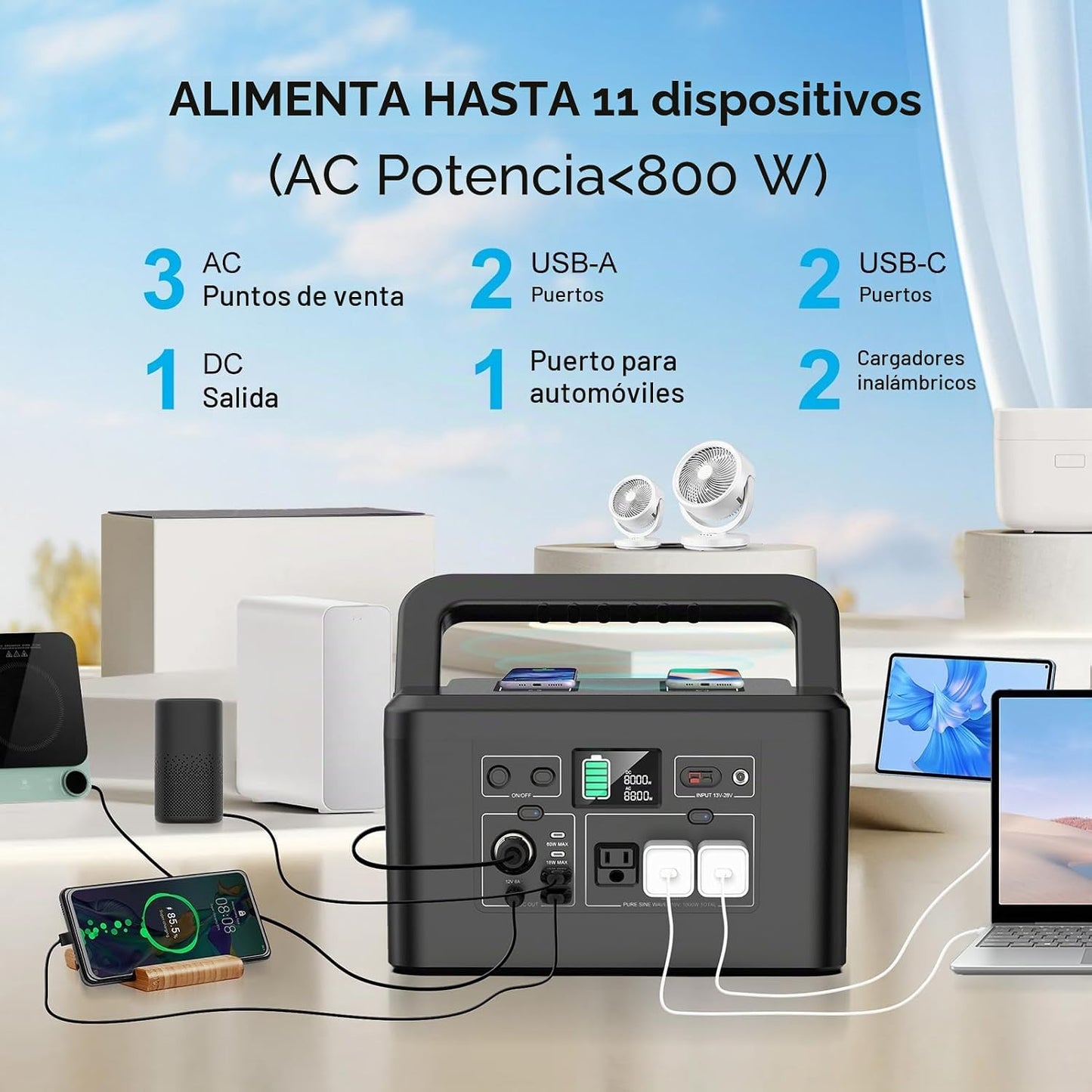 Estación de energía portátil 800W, generador solar 740Wh para acamp...