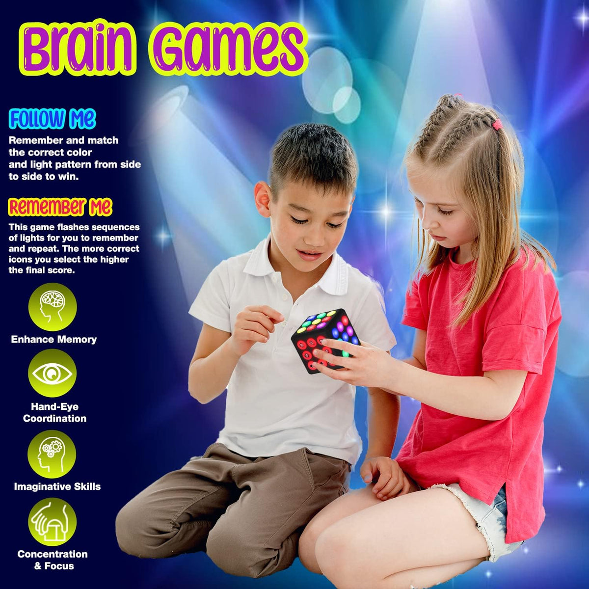 PlayRoute Cubo electrónico de juego de memoria y cerebro \u2013 Div...
