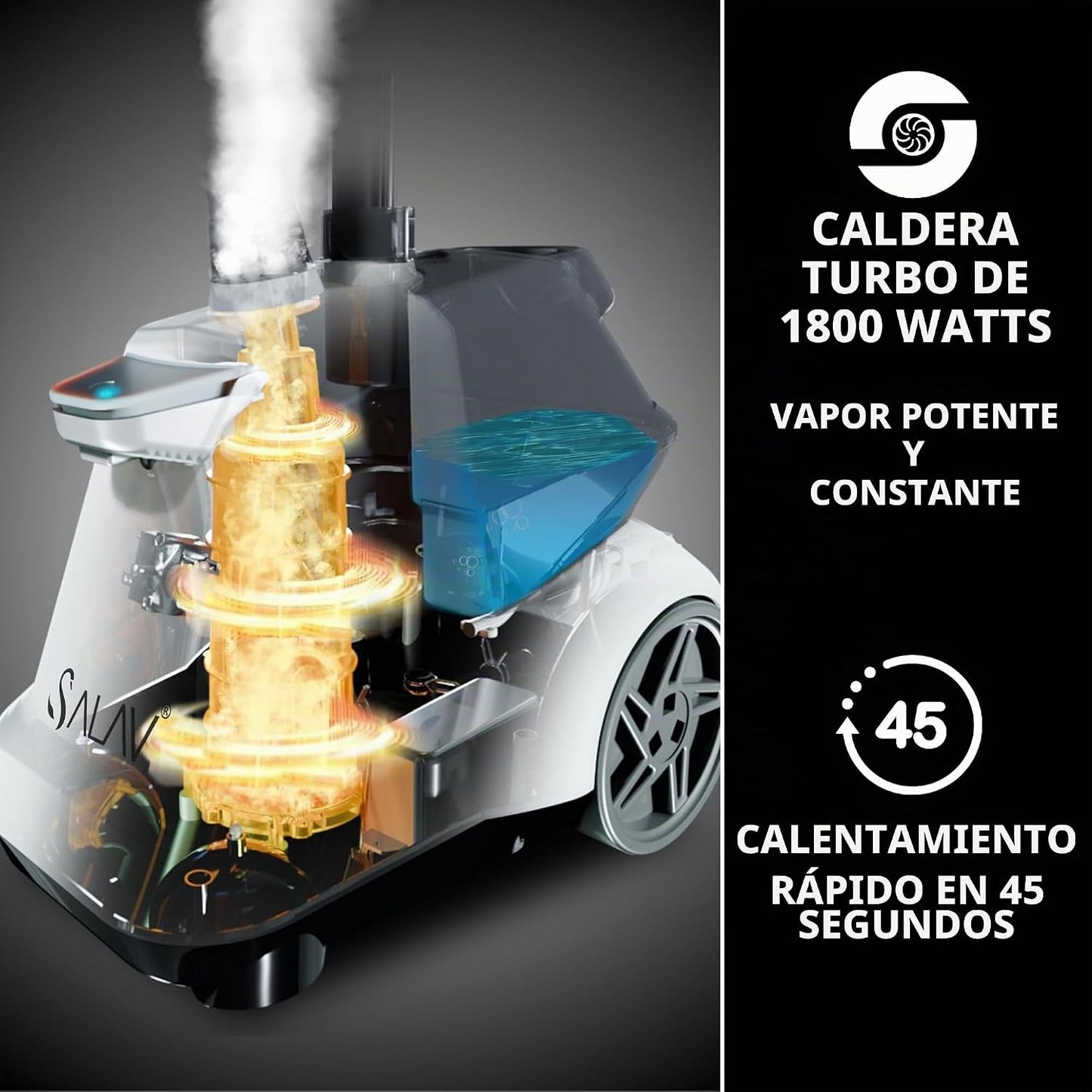 SALAV Vaporizador comercial para ropa, tanque de 3 L, 90+ minutos d...