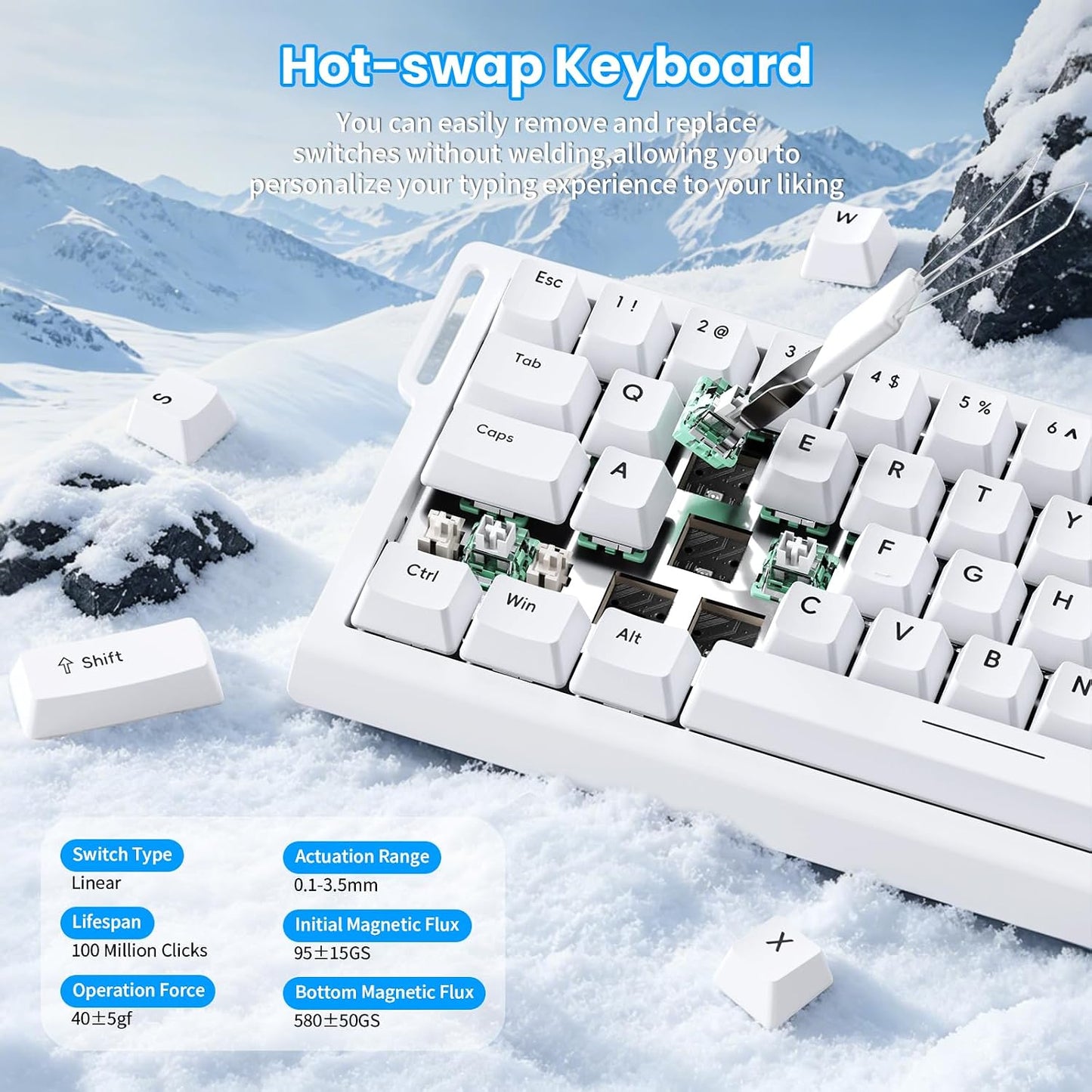 ATTACK SHARK X68 HE 8000Hz Teclado de disparo rápido, 0.000 in RT d...