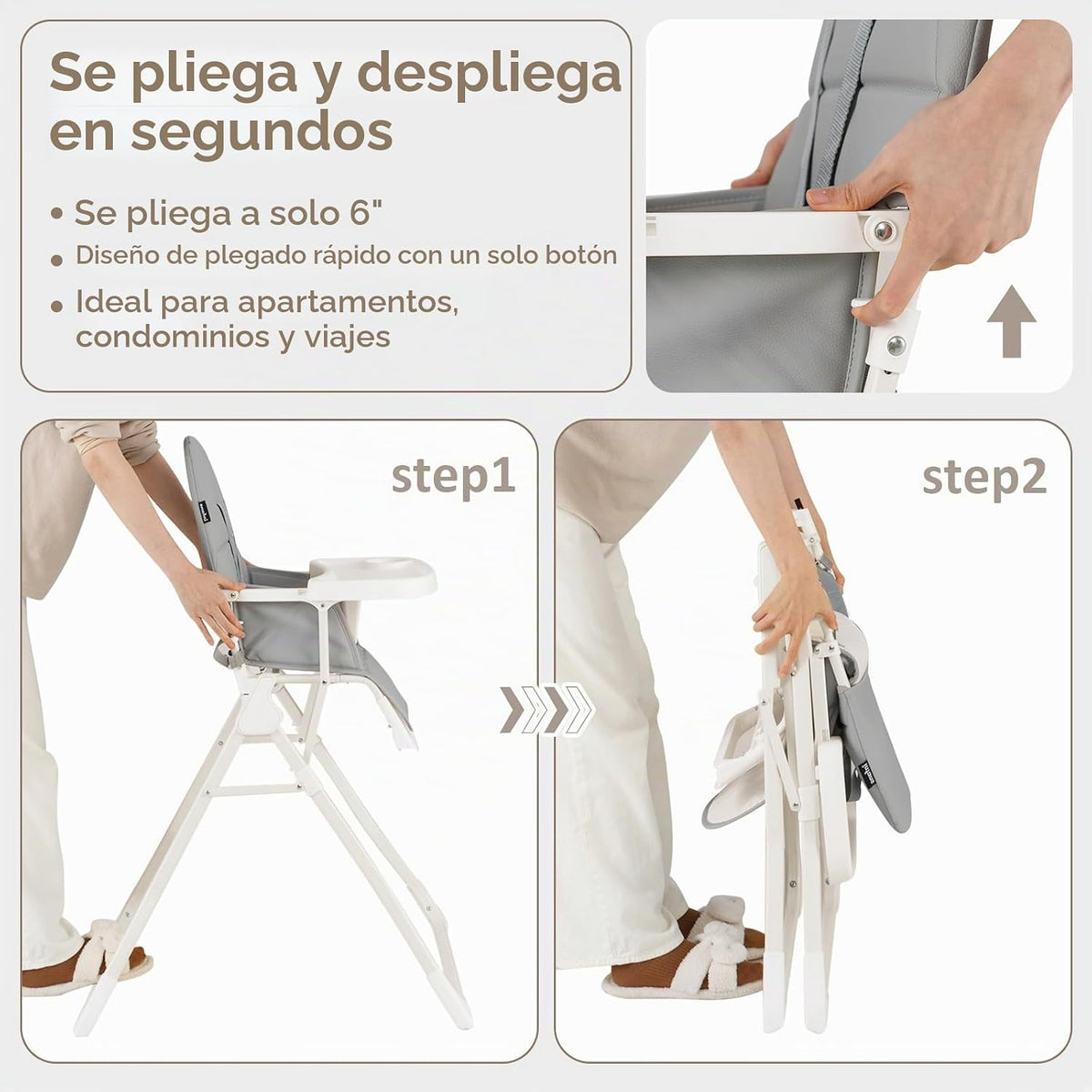 INFANS Silla alta para bebé, silla alta portátil plegable rápida pa...