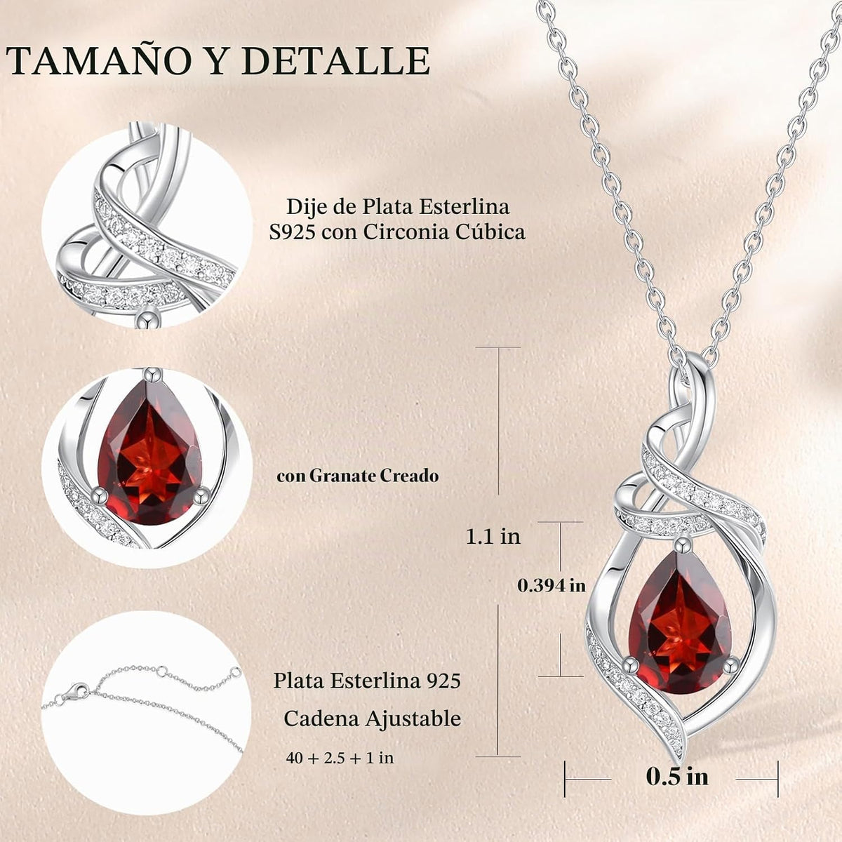 FANCIME Collar con piedra natal para mujer con colgante de lágrima...