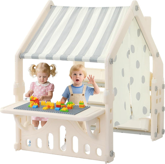 HAPPYMATY Casa de juegos para niños con cajas de almacenamiento y p...