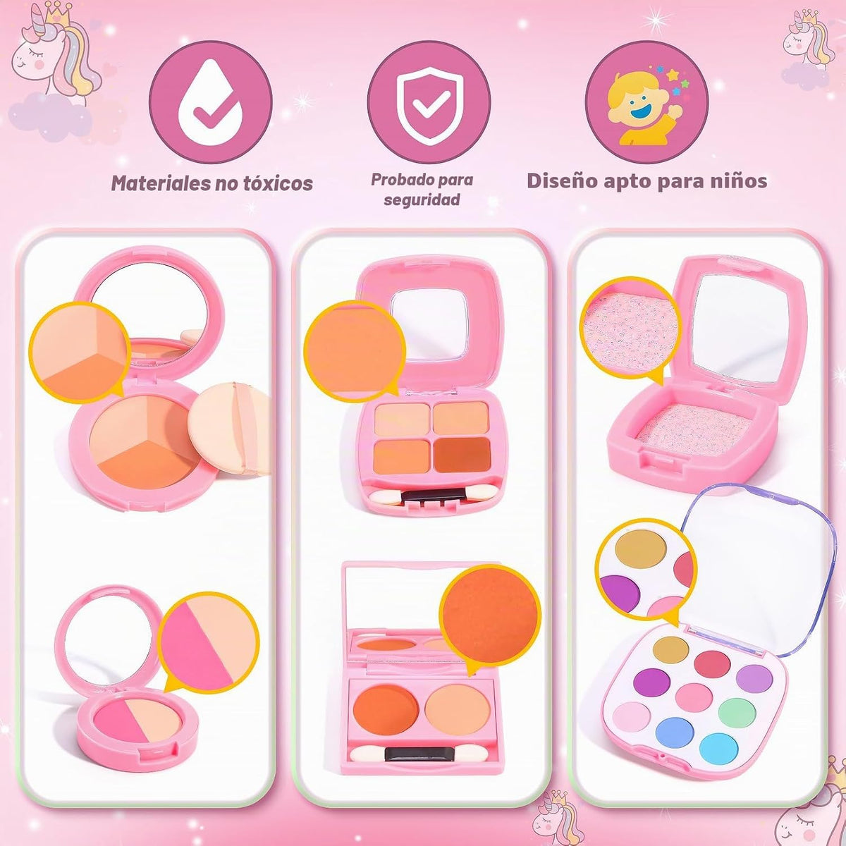 Juego de maquillaje para niños de 3 a 5 años, maquillaje falso para...