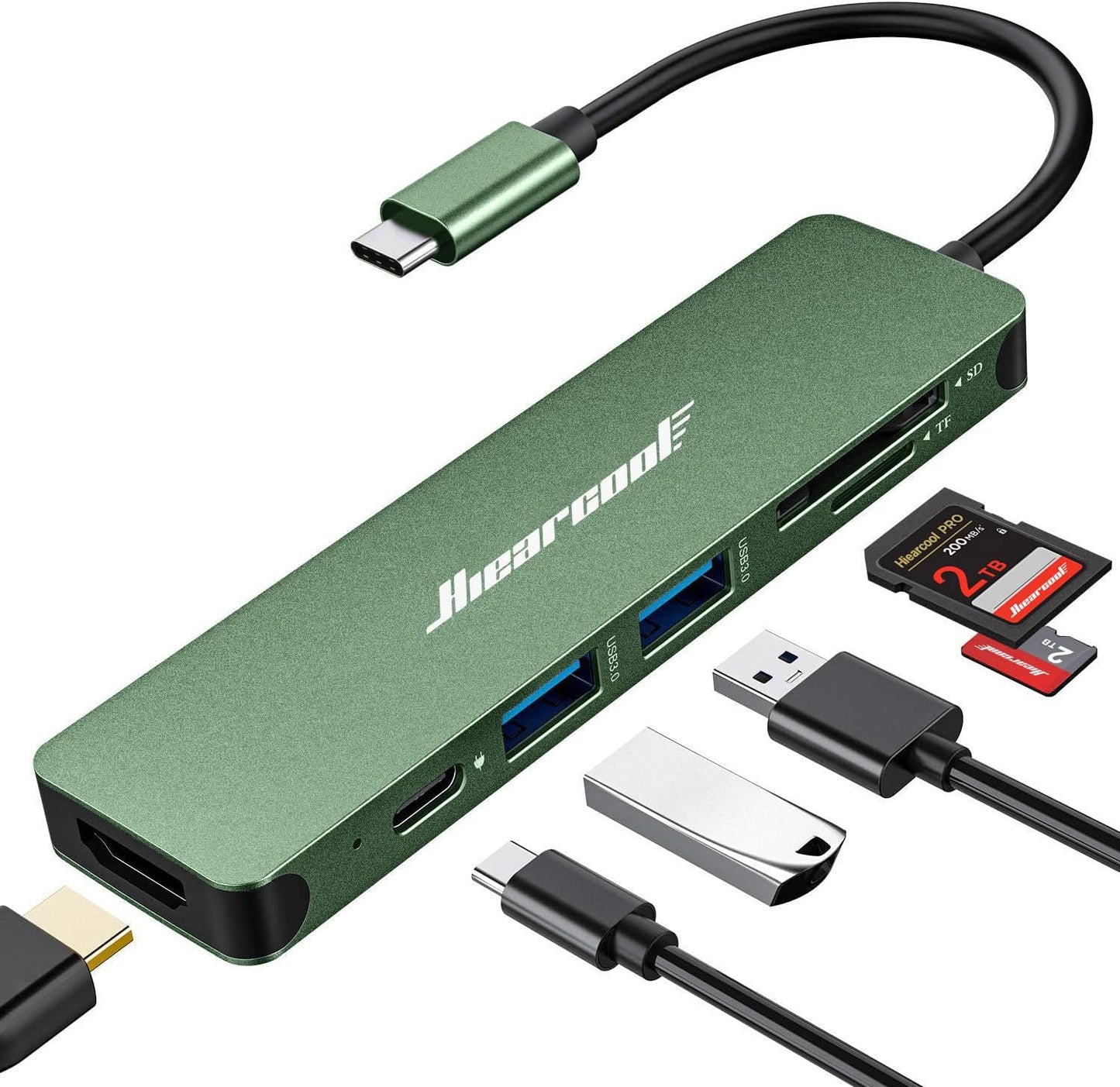 Hiearcool Hub USB C 7 en 1, dongle USB C compatible con MacBook, ve...