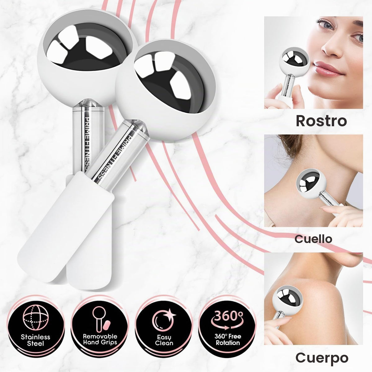 PRIME Fitness Globos de hielo para tratamientos faciales | Rodillo...