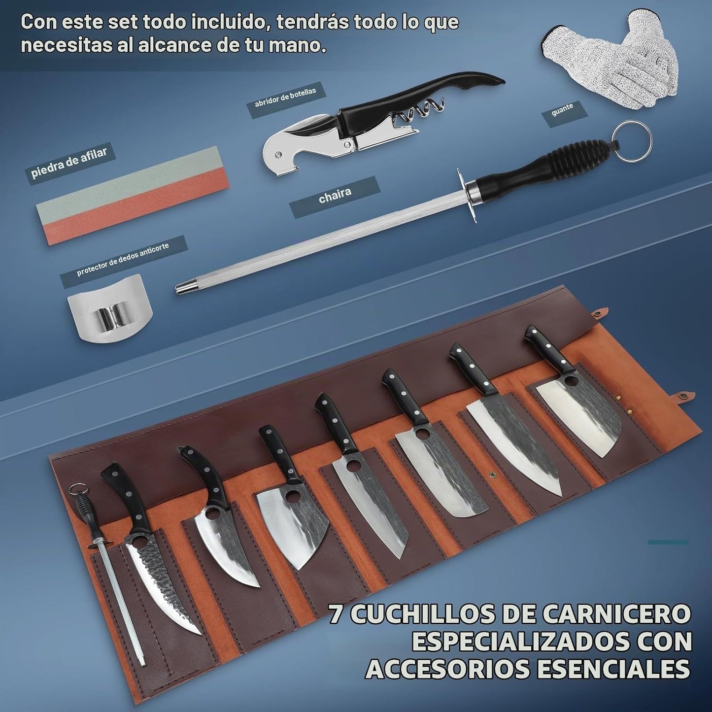 Juego de cuchillos de carnicero TIVOLI para corte de carne, juego d...