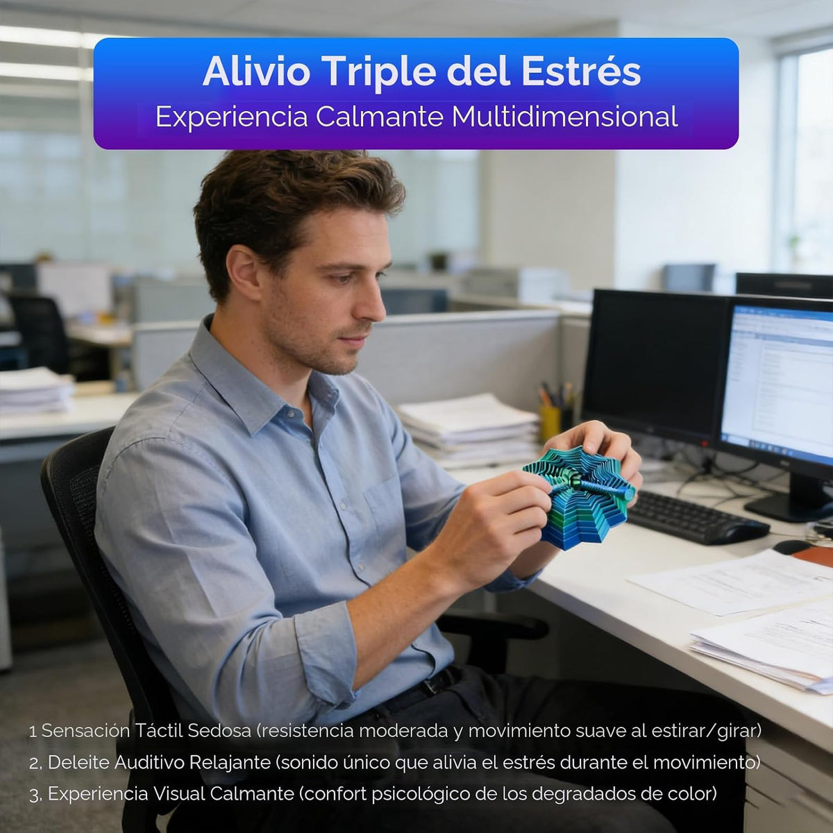 KEZPO Estrella antiestrés expandible impresa en 3D con mango reforz...