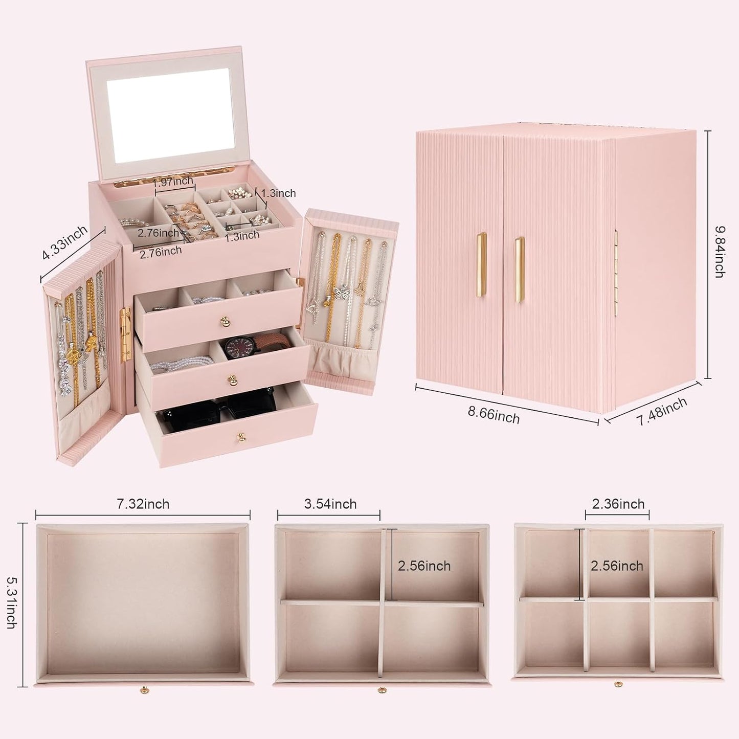 Dajasan Caja de Joyería para Niñas y Mujeres, Caja Organizadora de...
