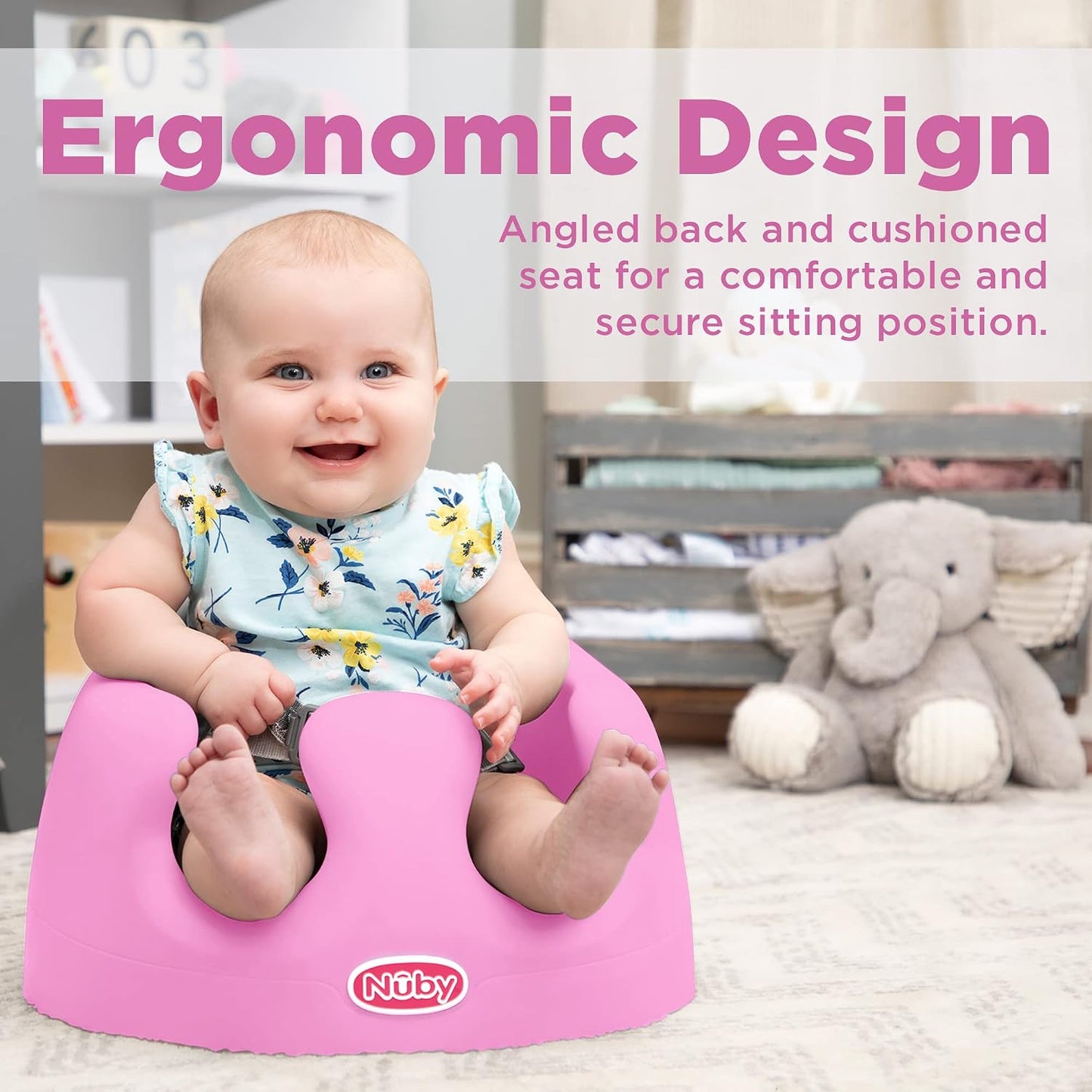Nuby My Floor Seat - Silla de bebé portátil con cojín de espuma sua...
