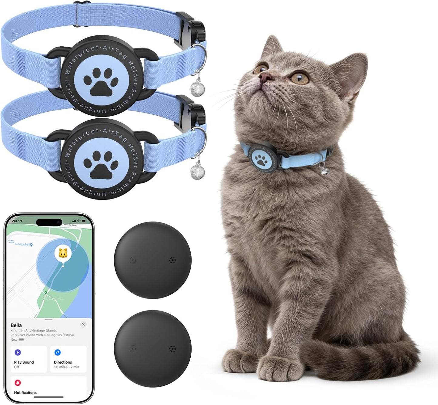 Collar de seguimiento GPS para gatos (iOS y Android), mini rastread...