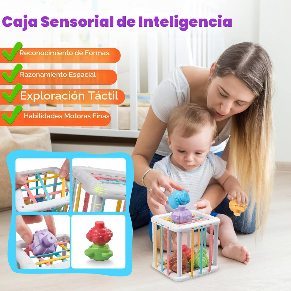 Wuzhineisn Juguetes Montessori para Bebés - Mordedor de Cuerda, Blo...