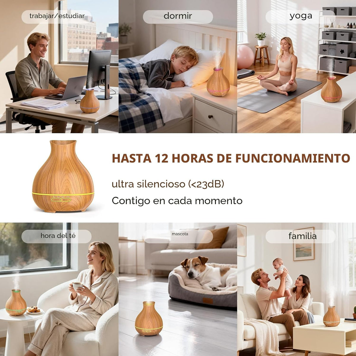 BZseed Difusor de aceites esenciales para aromaterapia 550ml 12 hor...