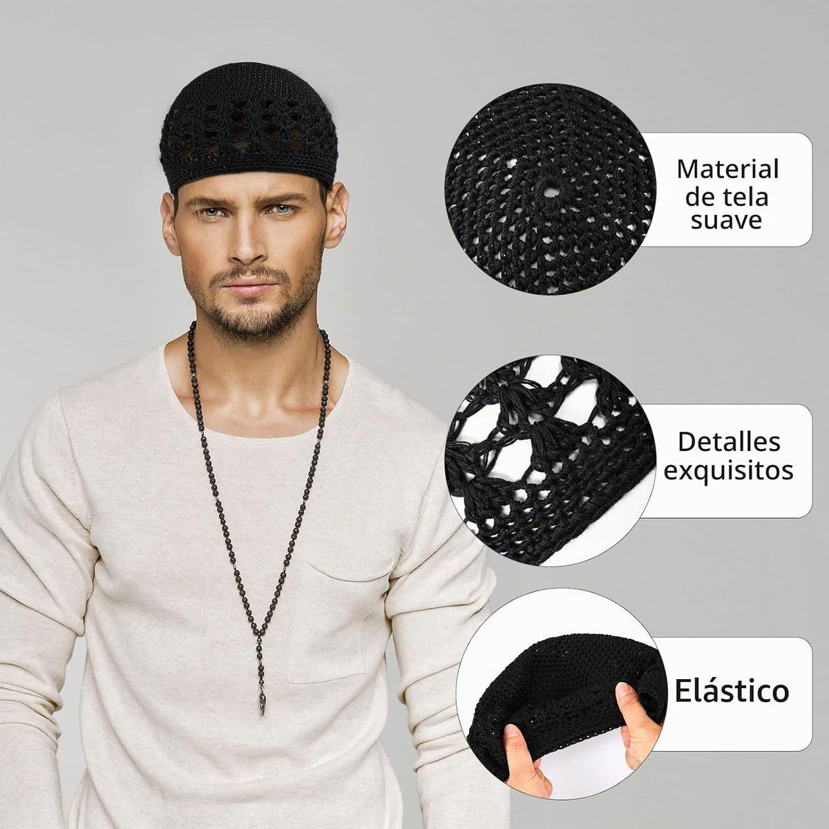 Boyiee Gorros de Punto Kufi Gorro de Ganchillo Gorros de Calavera G...