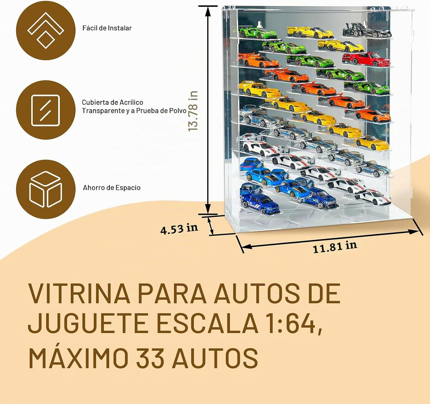 Vitrina para Autos Hot Wheels, Compatible con Autos Fundidos a Pres...