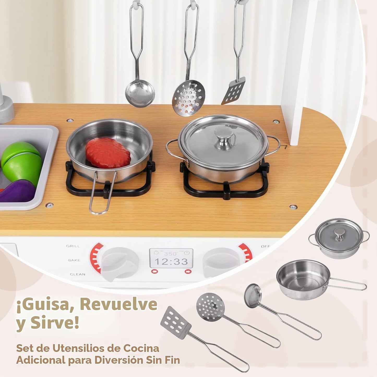 Costzon Juego de cocina para niños, juego de cocina de juguete de m...