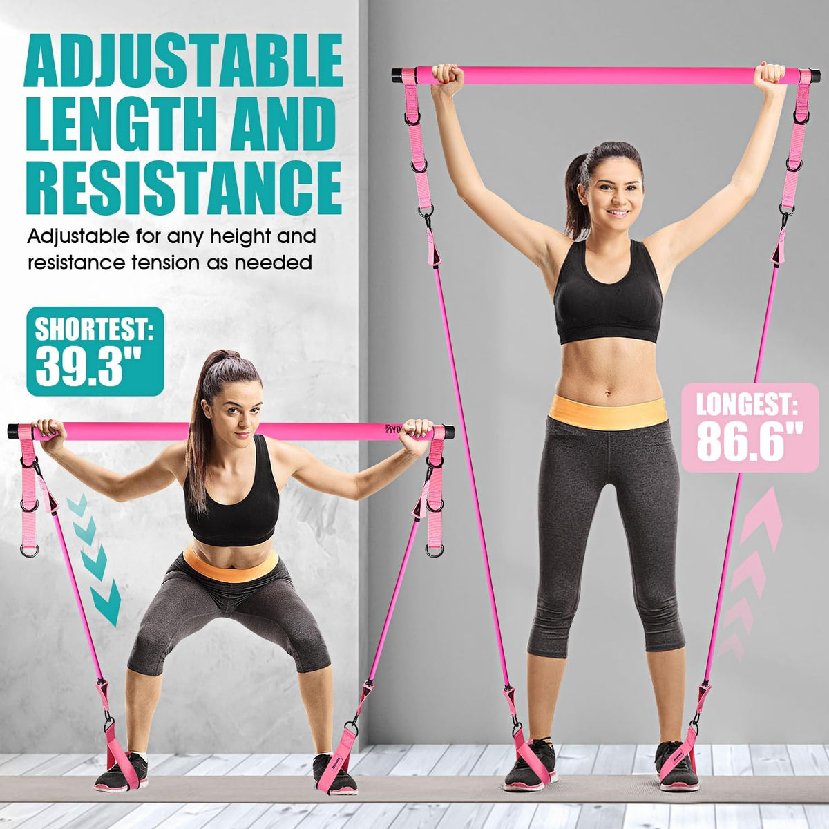Kit de barra de pilates Ayombo con bandas de resistencia, equipo de...
