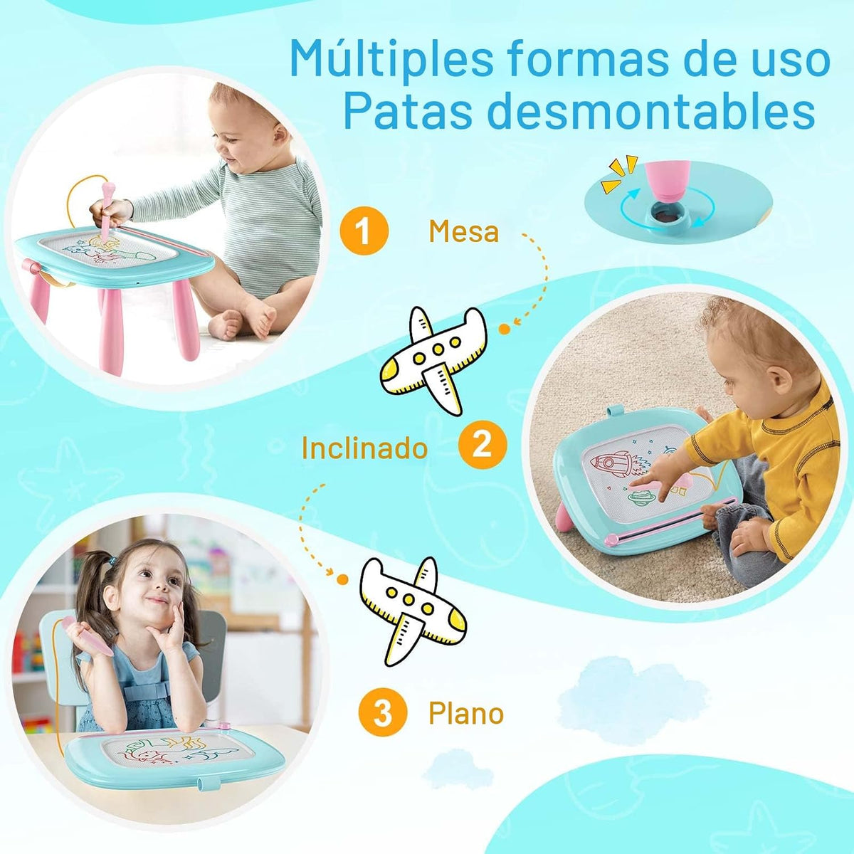 Kikidex - Juguetes para niños de 1 a 3 años, tablero magnético de d...