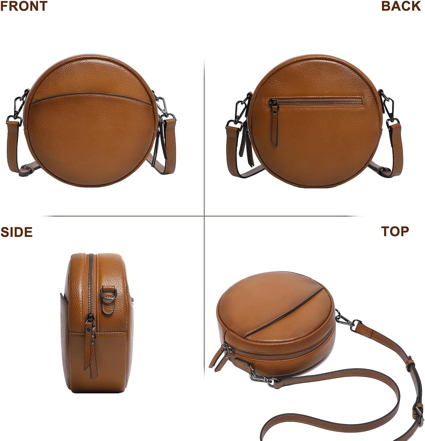 COOLCY Bolsos cruzados de cuero, bolso de hombro circular, bolso re...