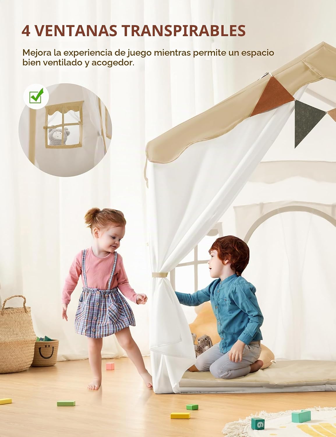 besrey Tienda de campaña para niños 2 en 1 con alfombrilla acolchad...