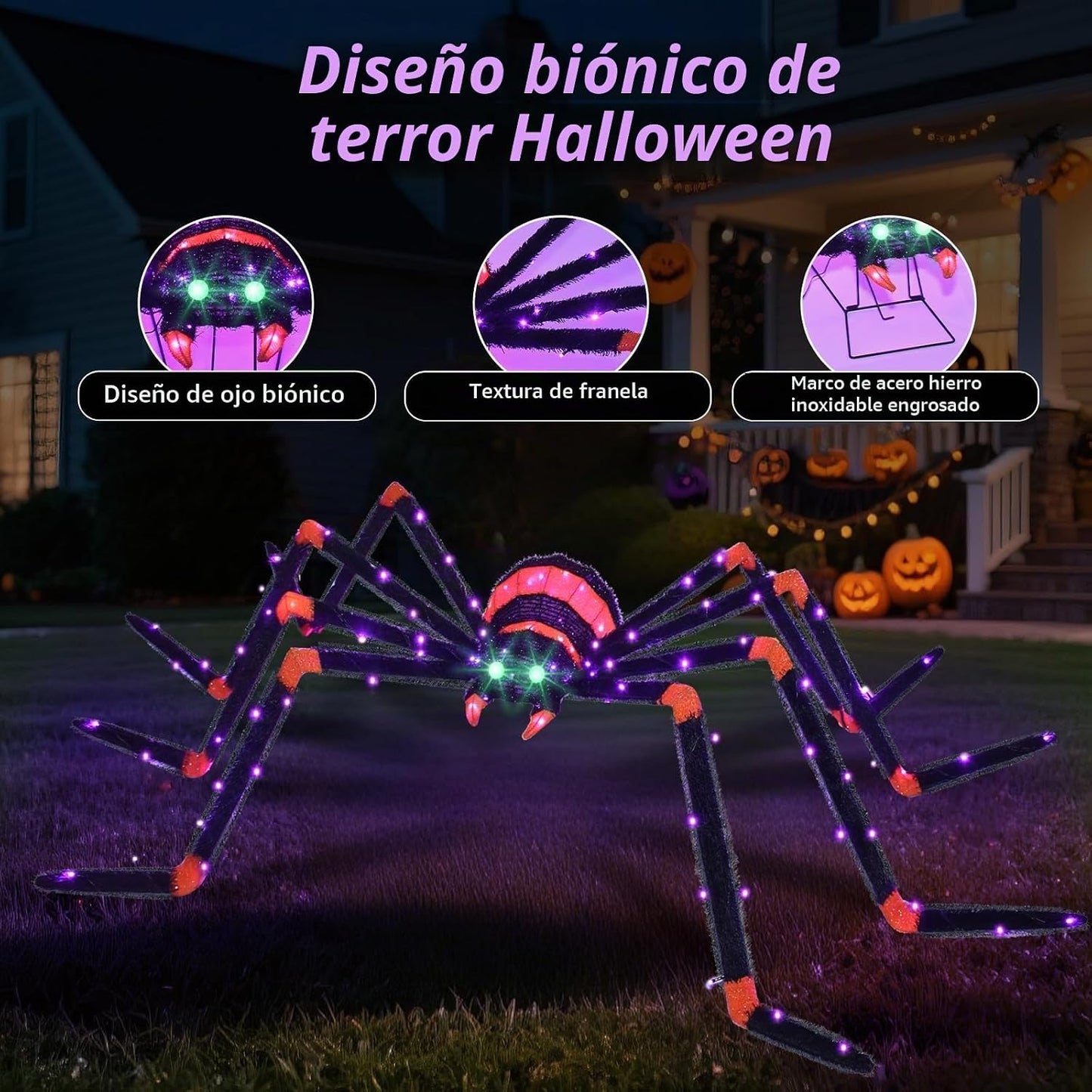 HOYECHI Decoraciones de Halloween araña gigante de 6.8 pies, decora...