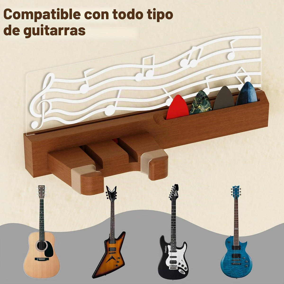 CoolGift Mart Soporte de pared para guitarra con luces LED, accesor...