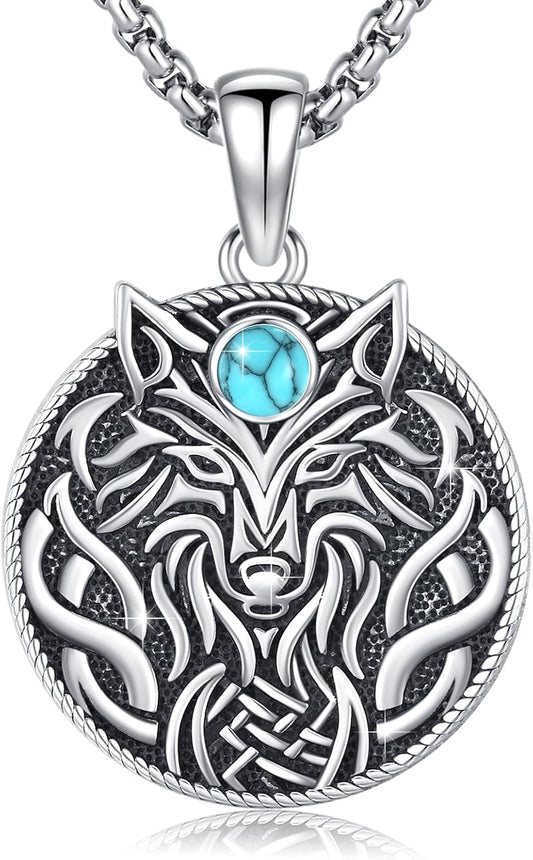 SOESON Collar Vintage para Hombre Plata de Ley 925 Animal Vikingo N...
