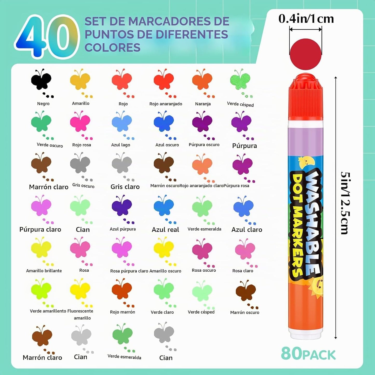 Crtiin Paquete de 80 marcadores de puntos para niños pequeños y niñ...