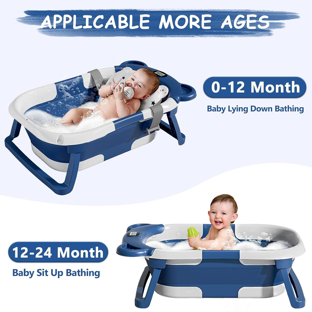 MoreFeel Bañera plegable para bebé recién nacido con termómetro y 1...