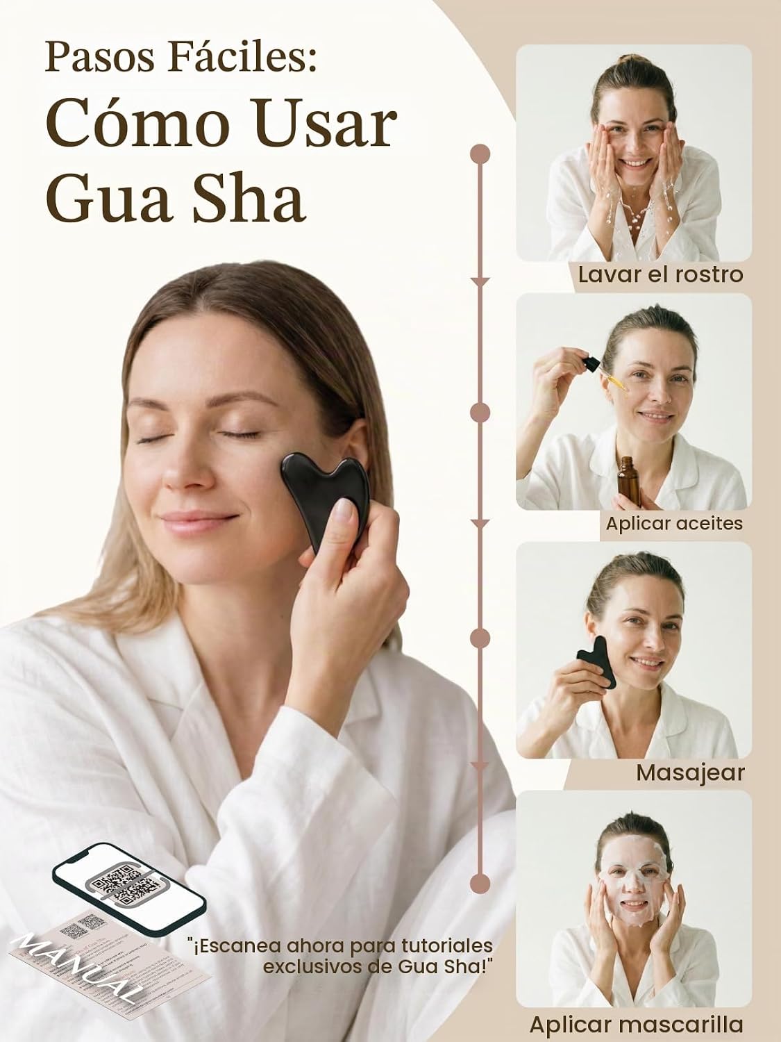 Rena Chris Gua Sha Herramientas Faciales De Acero Inoxidable - Negr...