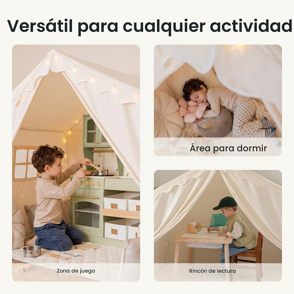 Tienda de campaña para niños Tiny Land con tapete y luces de estrel...