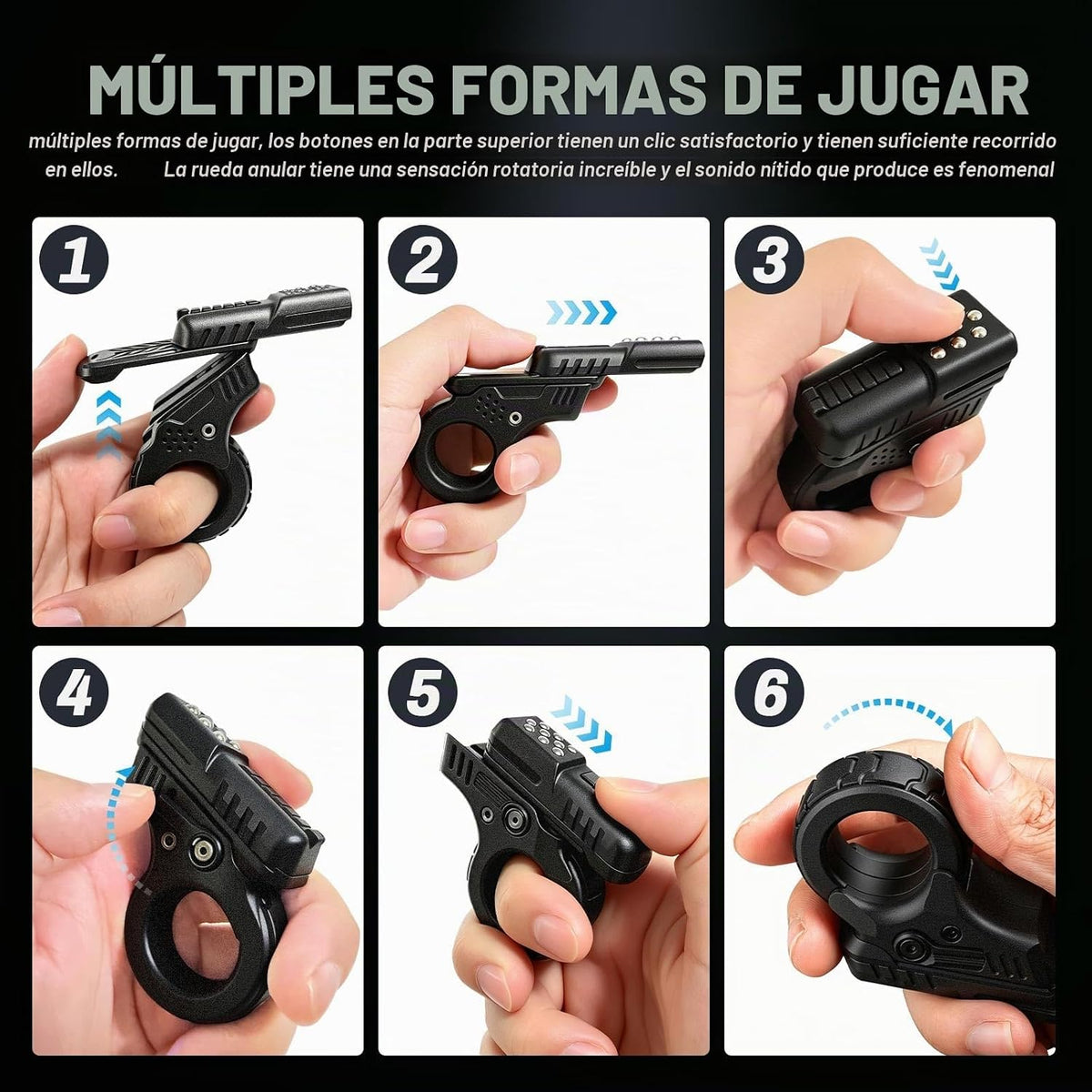 Juguetes Fidget Pistola de Metal Juguetes Fidget Adultos Acero Inox...