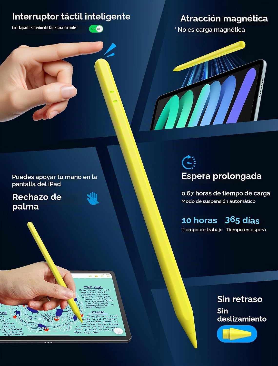 Lápiz para Apple iPad A16\/10\/9\/8\/7\/6ª generación, Pro 13\/12.9...
