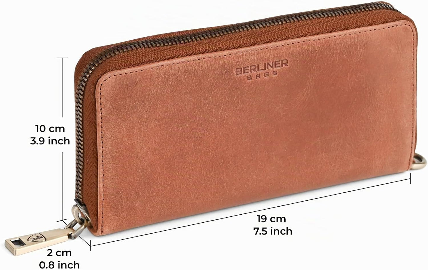 BERLINER BAGS Cartera Lyon de piel auténtica de alta calidad, con b...