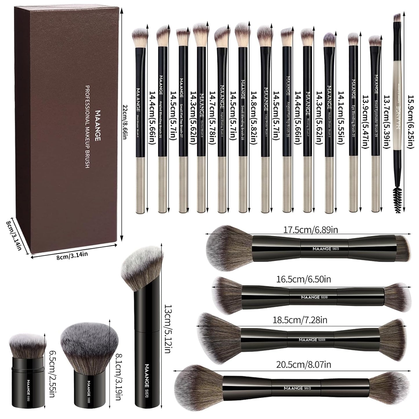 MAANGE 20 brochas de maquillaje con caja de regalo, brochas de maqu...