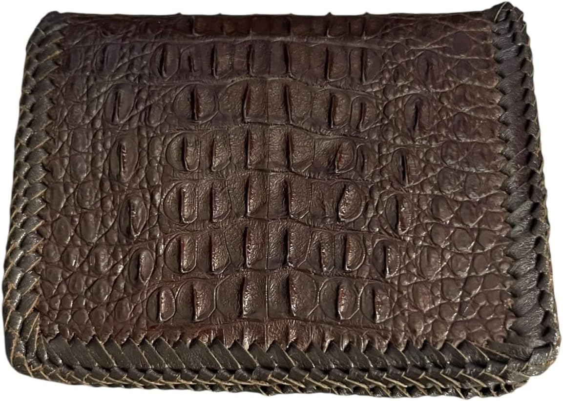 VIETDAVN Carteras plegables de cocodrilo genuinas para hombres, car...