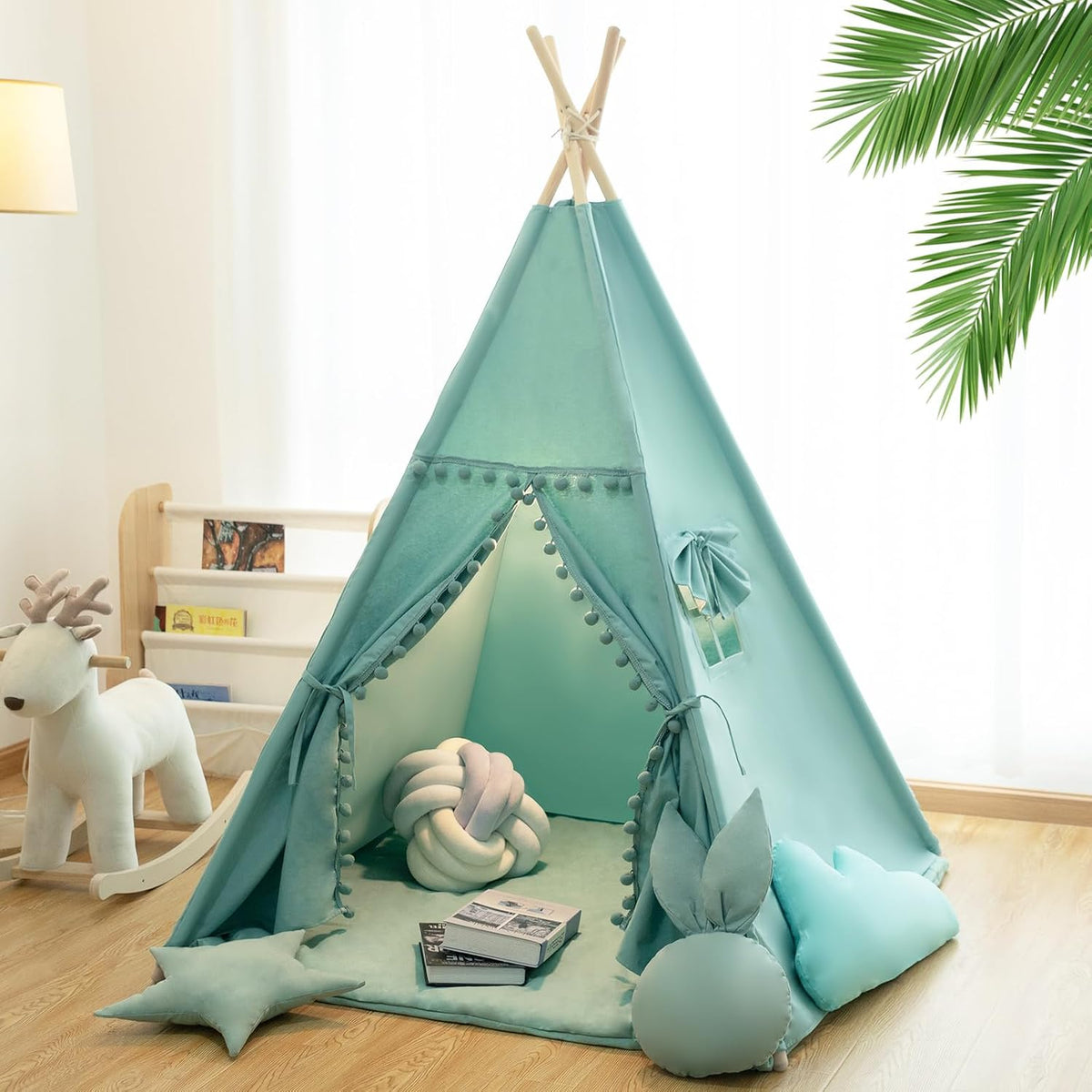 RONGFA Tienda de campaña tipo tipi para niños con alfombrilla, luce...