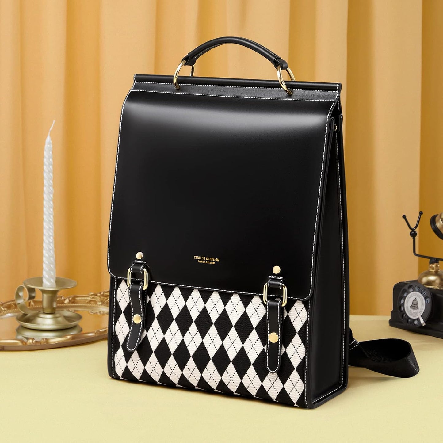 Cnoles - Mochila de cuero para mujer, bolso de moda vintage para da...