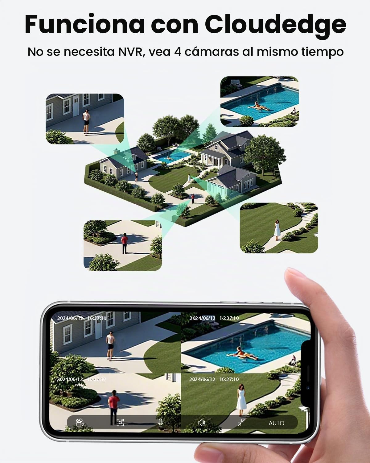VIZIUUY Cámaras de seguridad solares 3MP inalámbricas al aire libre...