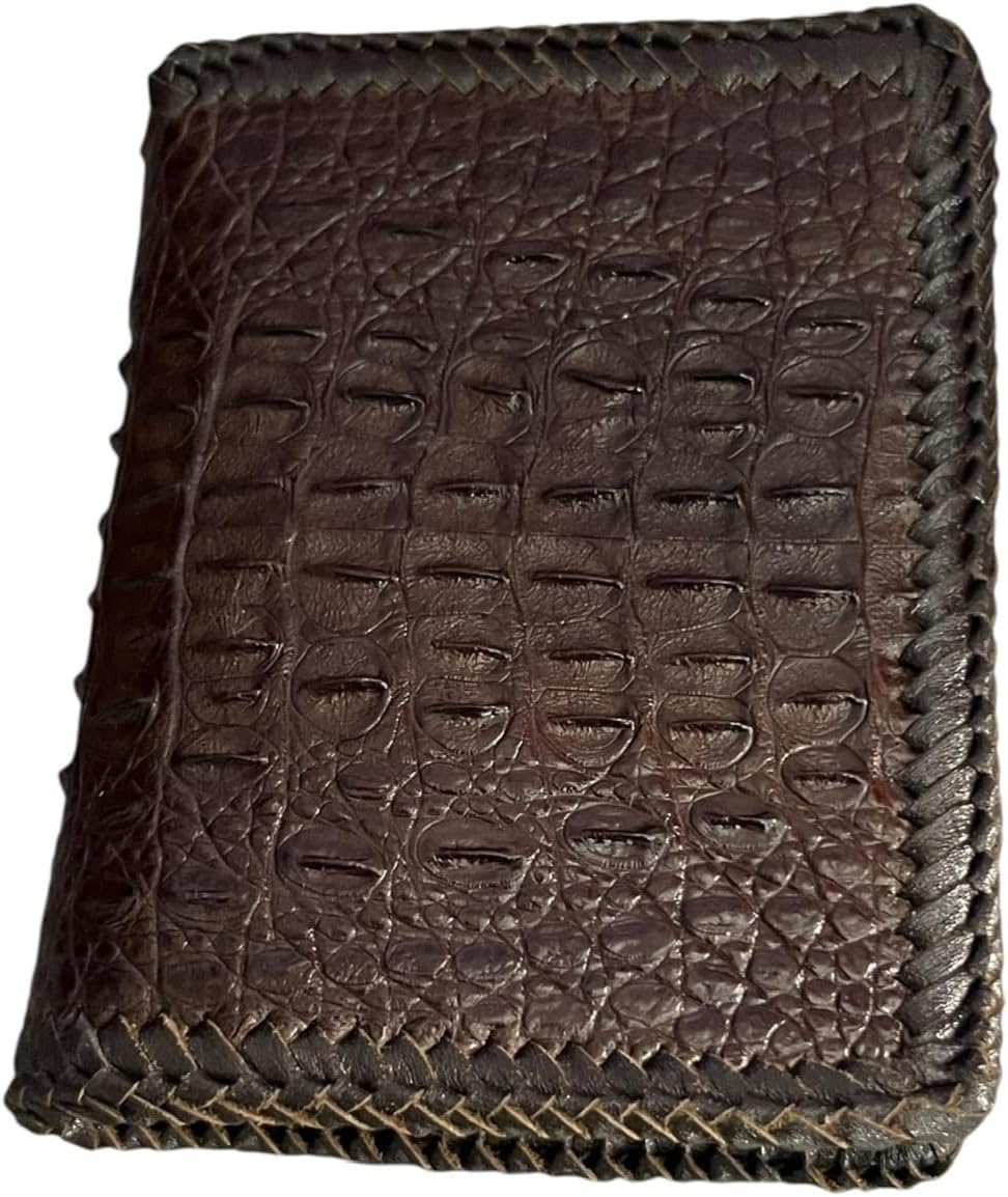 VIETDAVN Carteras plegables de cocodrilo genuinas para hombres, car...