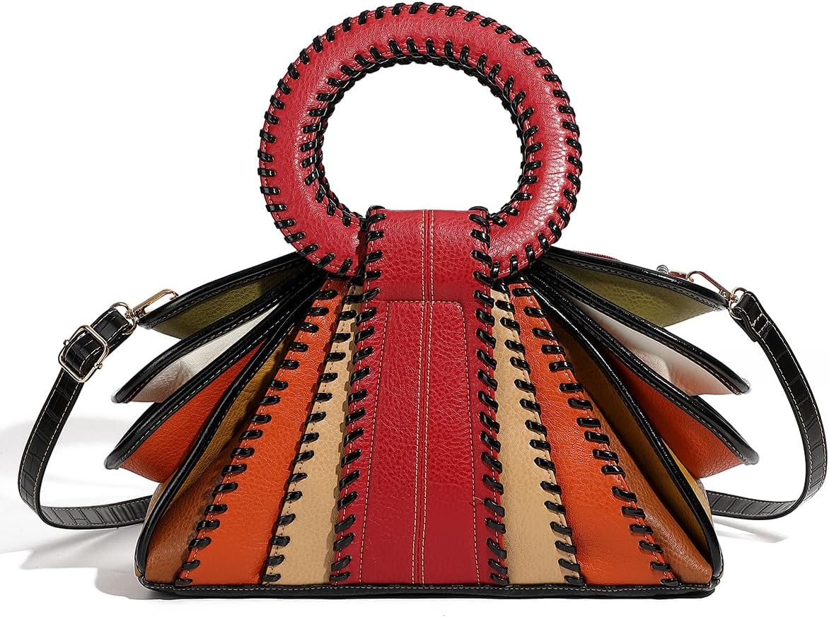 Bolso de mano con asa superior multicolor de diseño para mujer, gra...