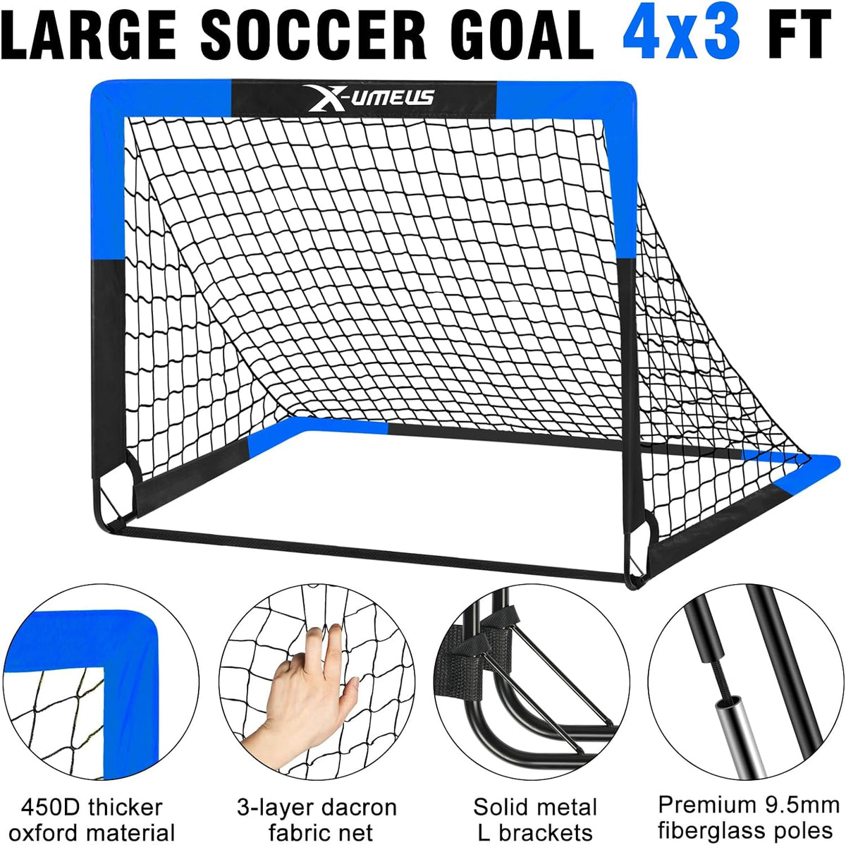 Porterías de fútbol para niños para patio trasero, juego de 2, 4 x...