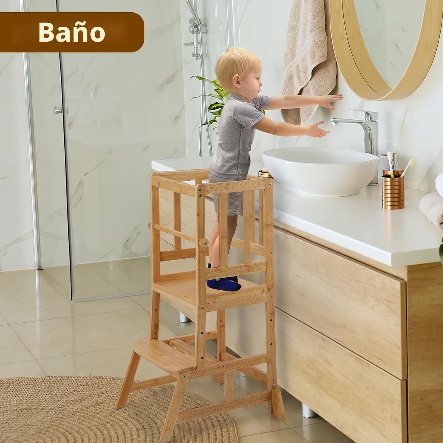 COSYLAND Torre de Pie para Niños Pequeños - Taburete Ayudante de Co...