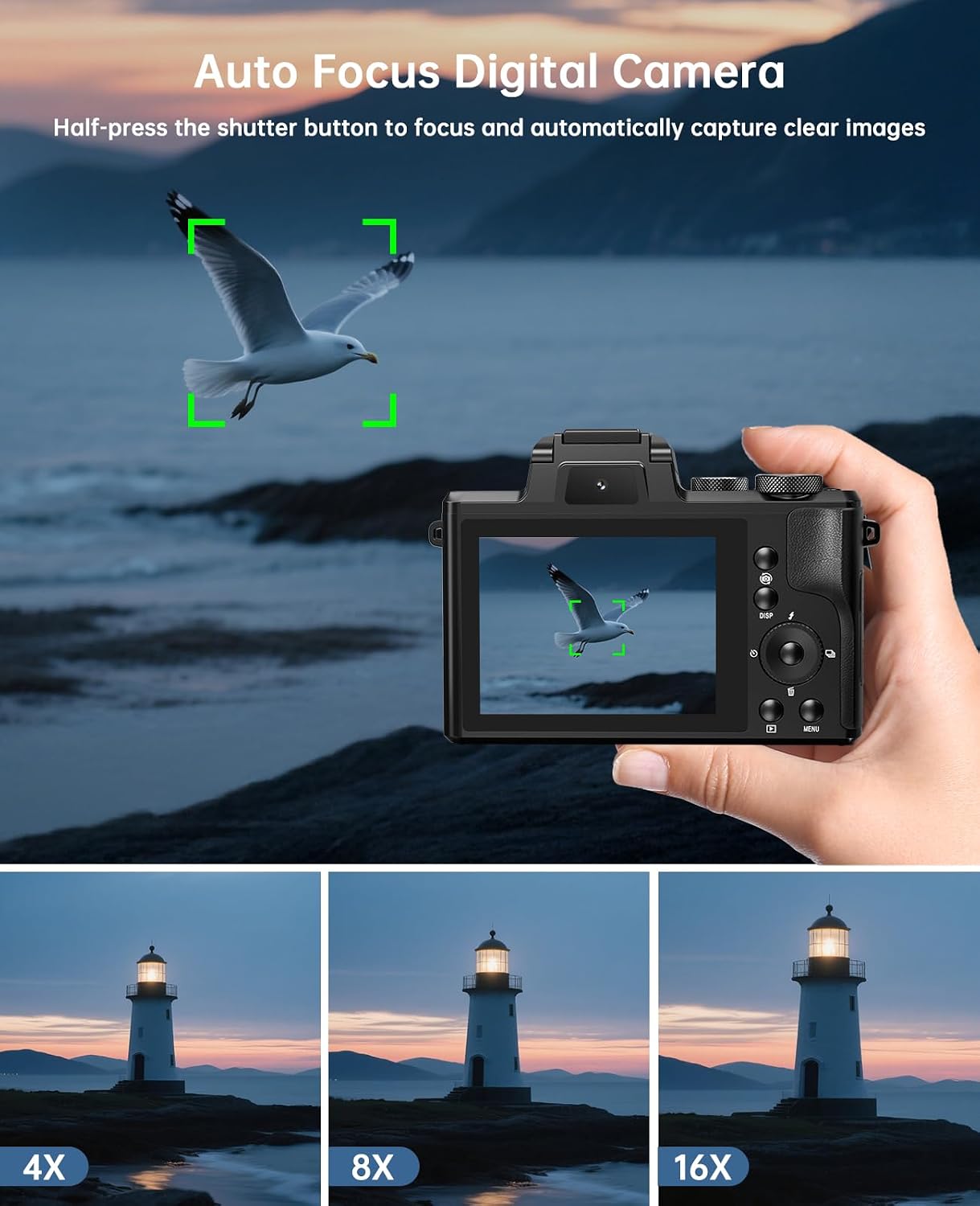 Cámara digital 8K, cámaras con enfoque automático de 88MP para foto...