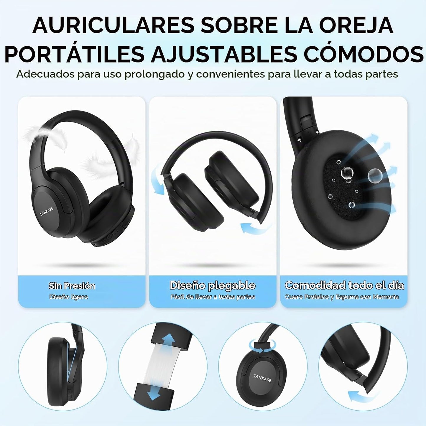 TANKASE - Audífonos con cancelación activa de ruido, auriculares in...