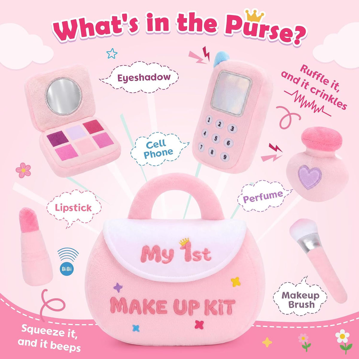 HOMQYTE My 1st Purse Juego de peluche para bebés niñas, niños peque...
