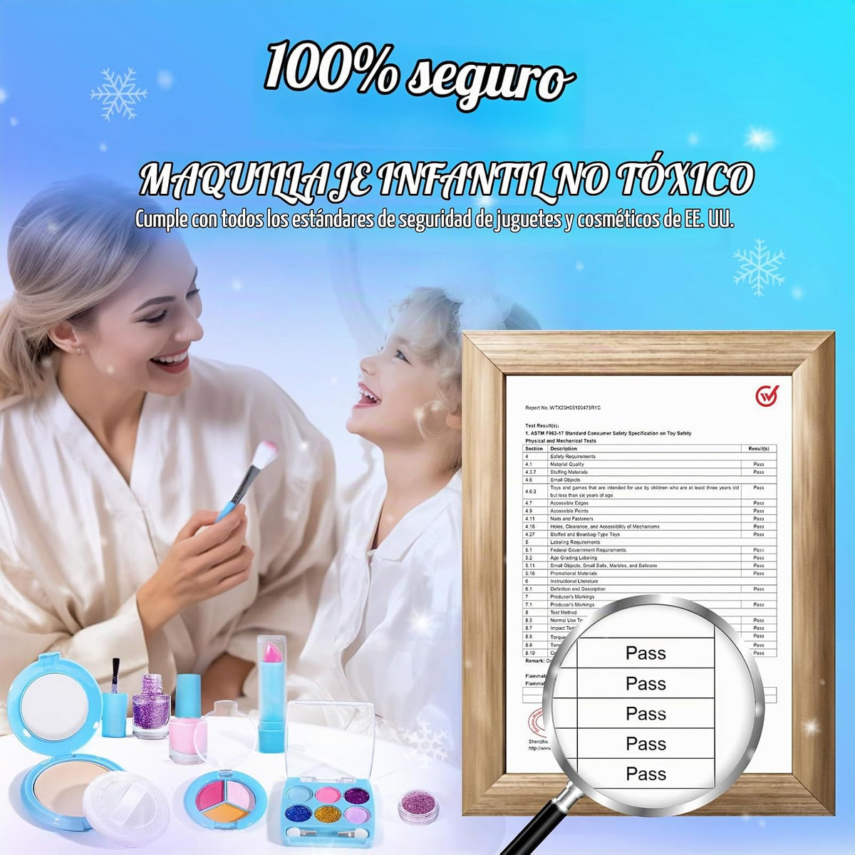 INNOCHEER - Kit de maquillaje infantil para niñas, juego de maquill...