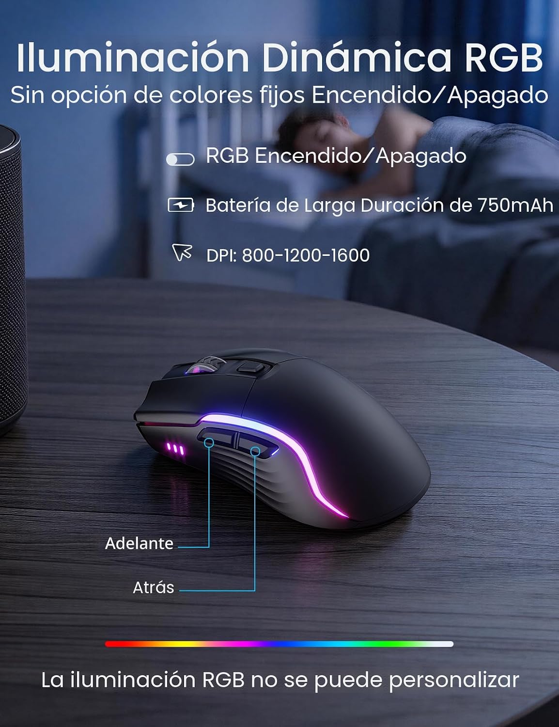 SABLUTE Combo de teclado y mouse inalámbricos retroiluminados, sile...