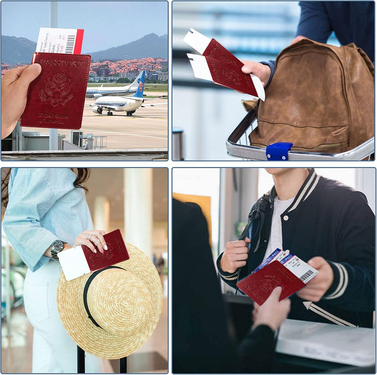 Funda para pasaporte con bloqueo RFID de piel, cartera con ranura p...